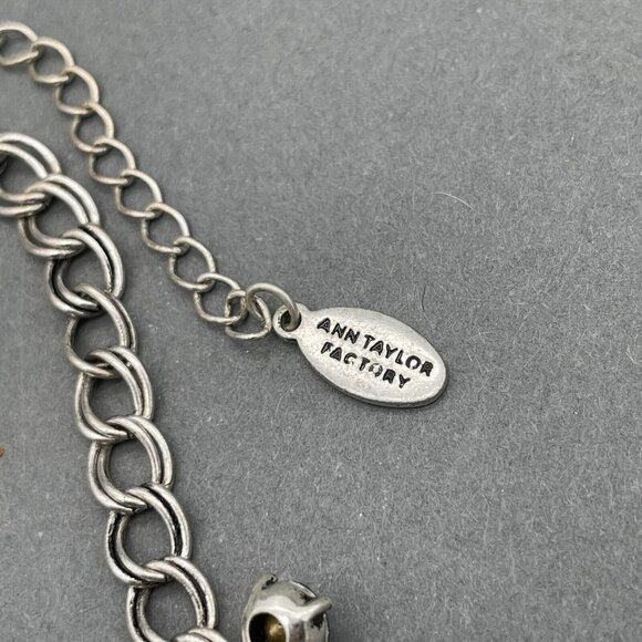 Ann Taylor Loft Drop Charm Necklace Women Silver Tone Signed Lobster Closure - Picture 4 of 4